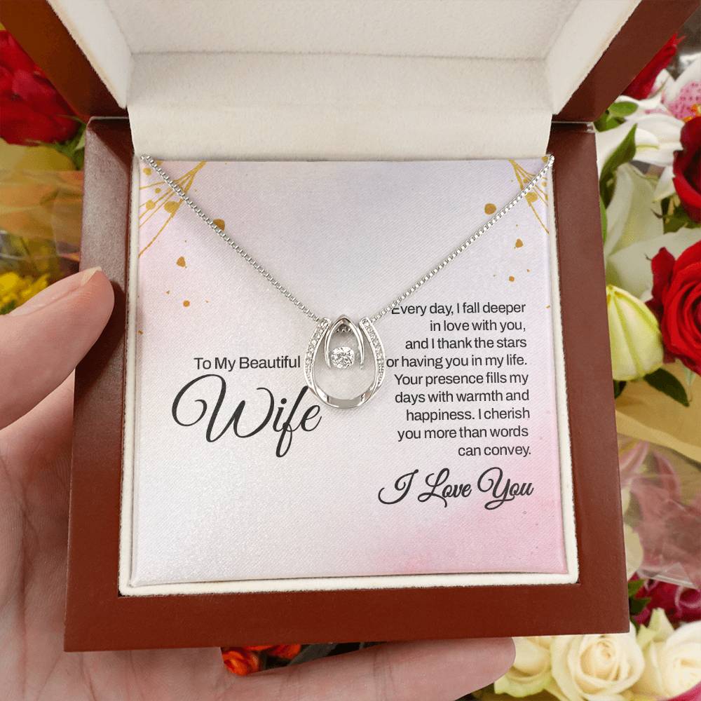 Heartfelt Gift for Wife from Husband - Romantic Jewelry for Special Occasions & Valentine’s Day - Lucky In Love Necklace
