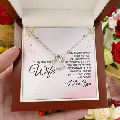 Heartfelt Gift for Wife from Husband - Romantic Jewelry for Special Occasions & Valentine’s Day - Lucky In Love Necklace