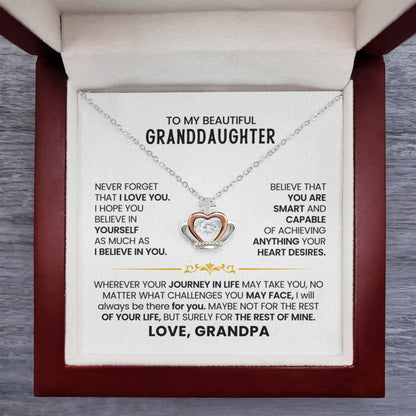 To My Granddaughter Necklace – Granddaughter Christmas Birthday Gift Necklace from Grandpa – Crown Pendant Necklace