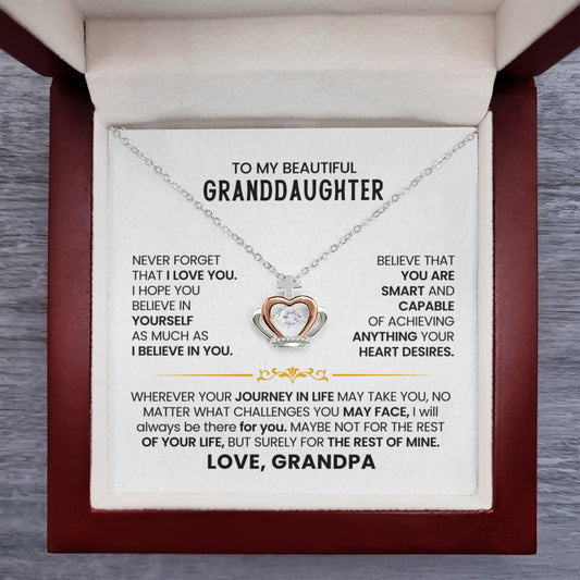 To My Granddaughter Necklace – Granddaughter Christmas Birthday Gift Necklace from Grandpa – Crown Pendant Necklace
