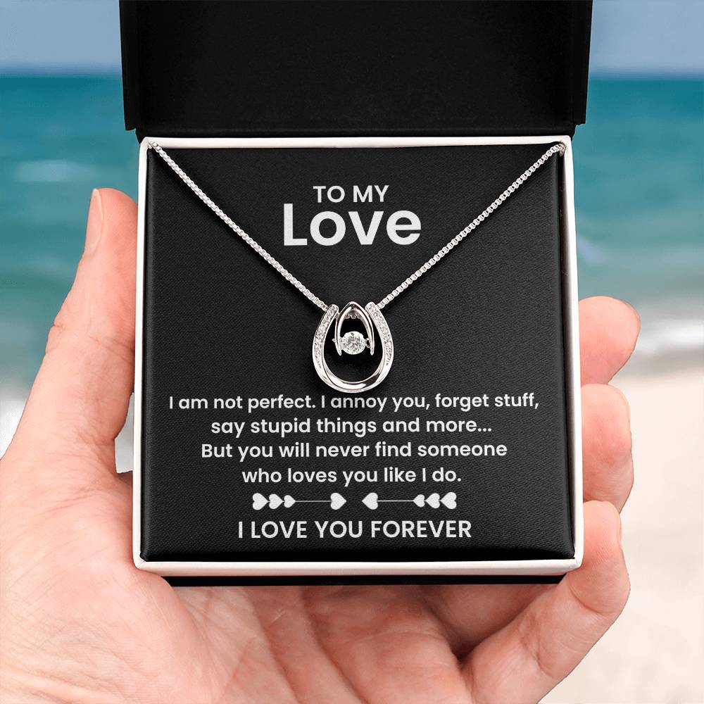 To My Wife Necklace - Romantic Everyday Jewelry Gift from Husband for Birthday, Valentine’s Day & Just Because - Lucky In Love Necklace