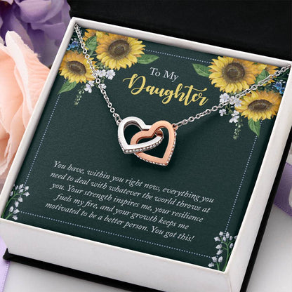 To My Daughter Necklace – Holiday Gift for Daughter Graduation – Interlocking Hearts Necklace