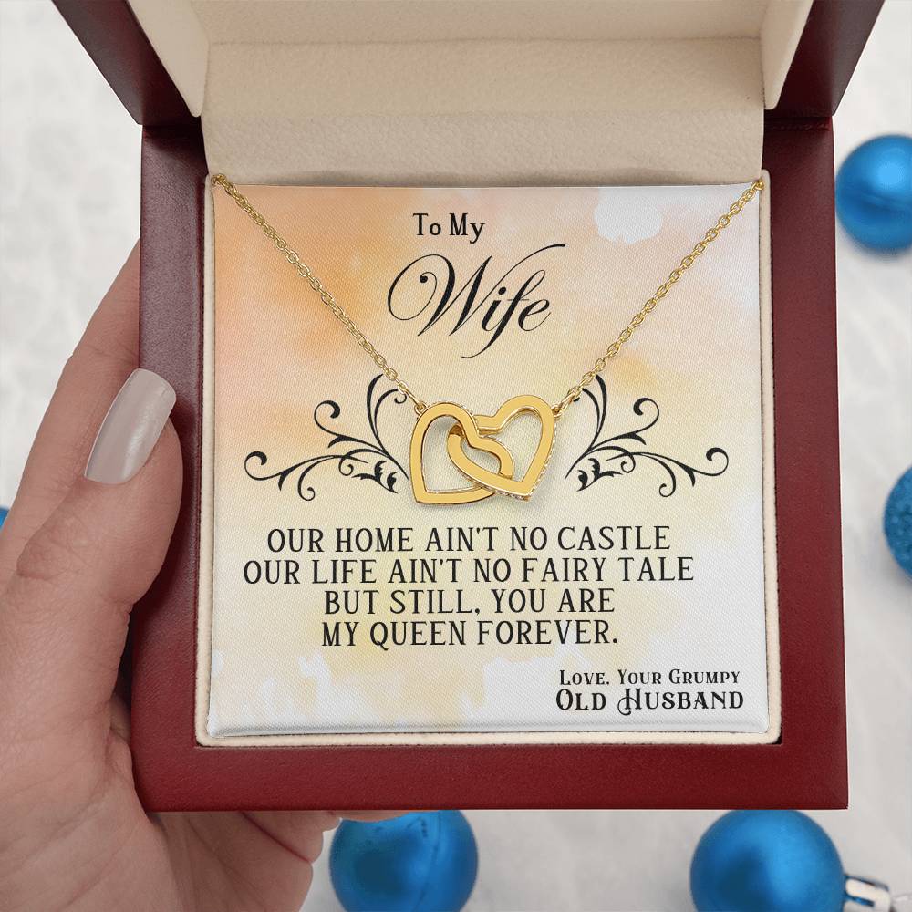 To My Wife Necklace - Romantic Gift for Anytime Love - Interlocking Hearts Necklace