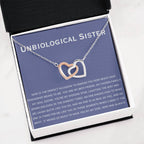 Unbiological Sister Necklace - Gift for Bonus Sister - Interlocking Hearts Necklace