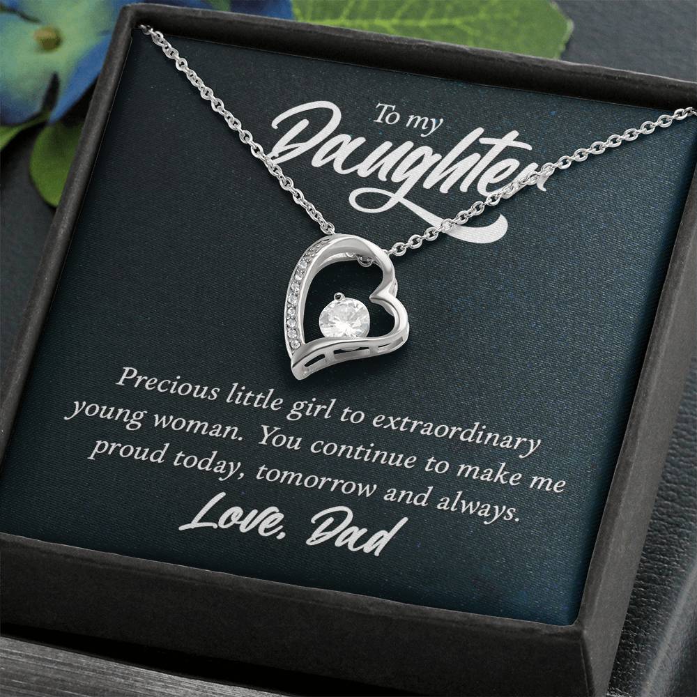 To My Daughter Necklace - Sweetest Daughter Gift from Dad for Birthday Joy & Proud Dad Love - Forever Love Necklace