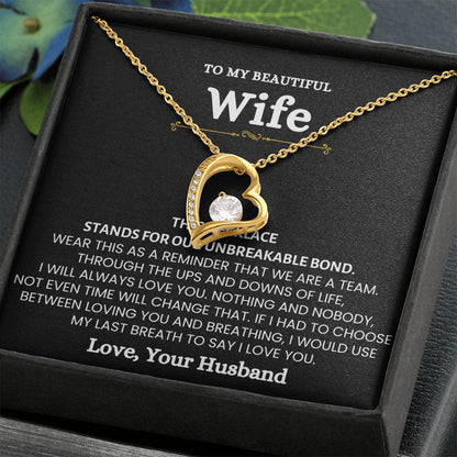 To My Beautiful Wife Necklace - Loving Husband Gift for Christmas, Valentine’s Day & Birthday Celebrations - Forever Love Necklace