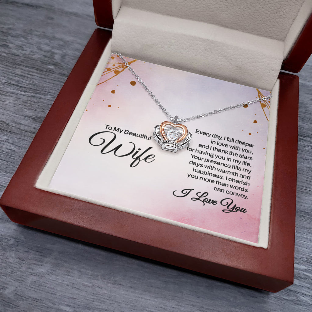 To My Wife Necklace - Jewelry Gift for Anniversary from Husband - Crown Pendant Necklace