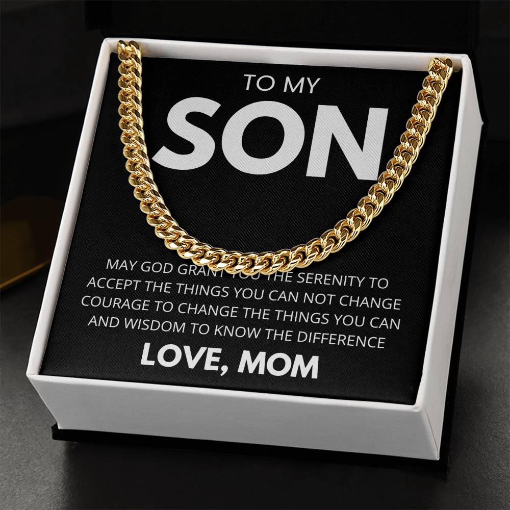 Men’s Cuban Link Necklace, Gift for Son from Mom, Fashionable Jewelry for Birthdays & Celebrations