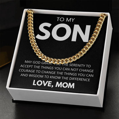Men’s Cuban Link Necklace, Gift for Son from Mom, Fashionable Jewelry for Birthdays & Celebrations