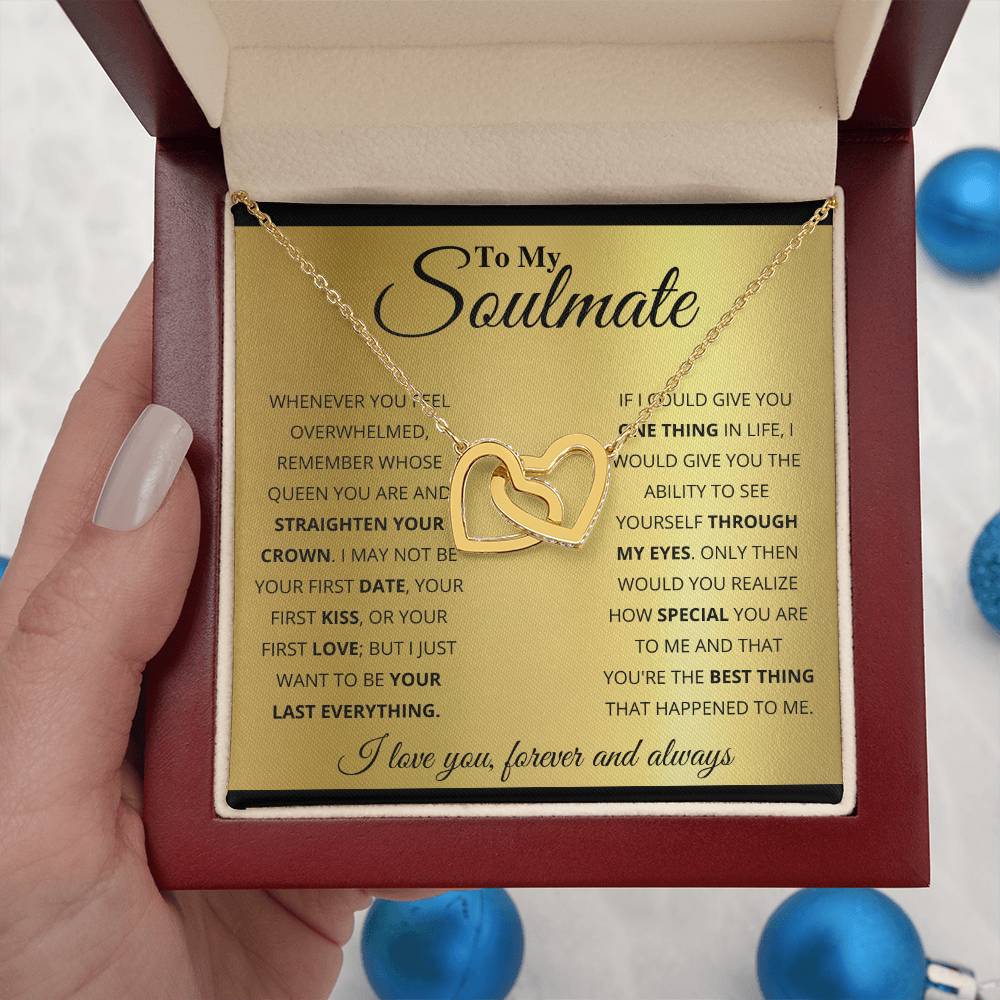 To My Soulmate Necklace - Soulmate Gift for Her for Valentine’s Day & Every Day Love - Interlocking Hearts Necklace