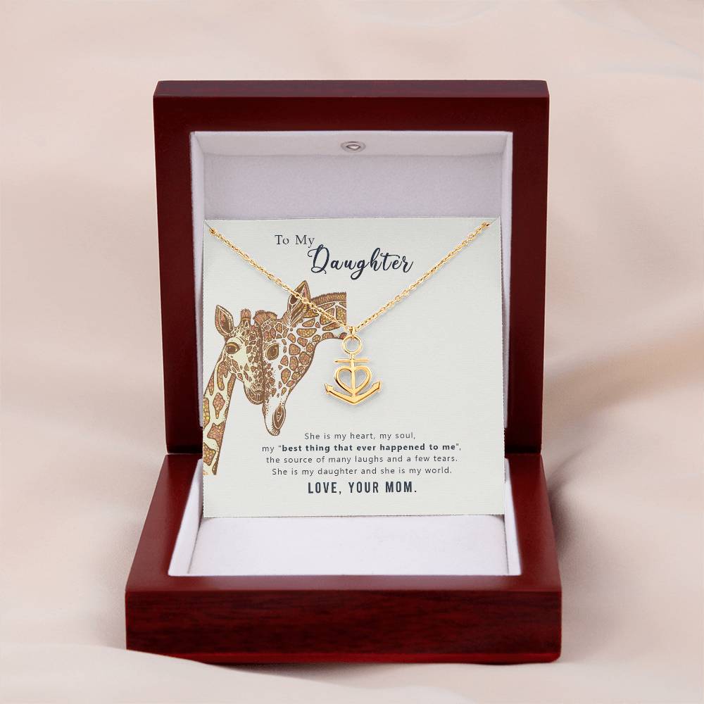 To My Daughter Necklace – Gift for Daughter from Mom – Anchor Pendant Necklace