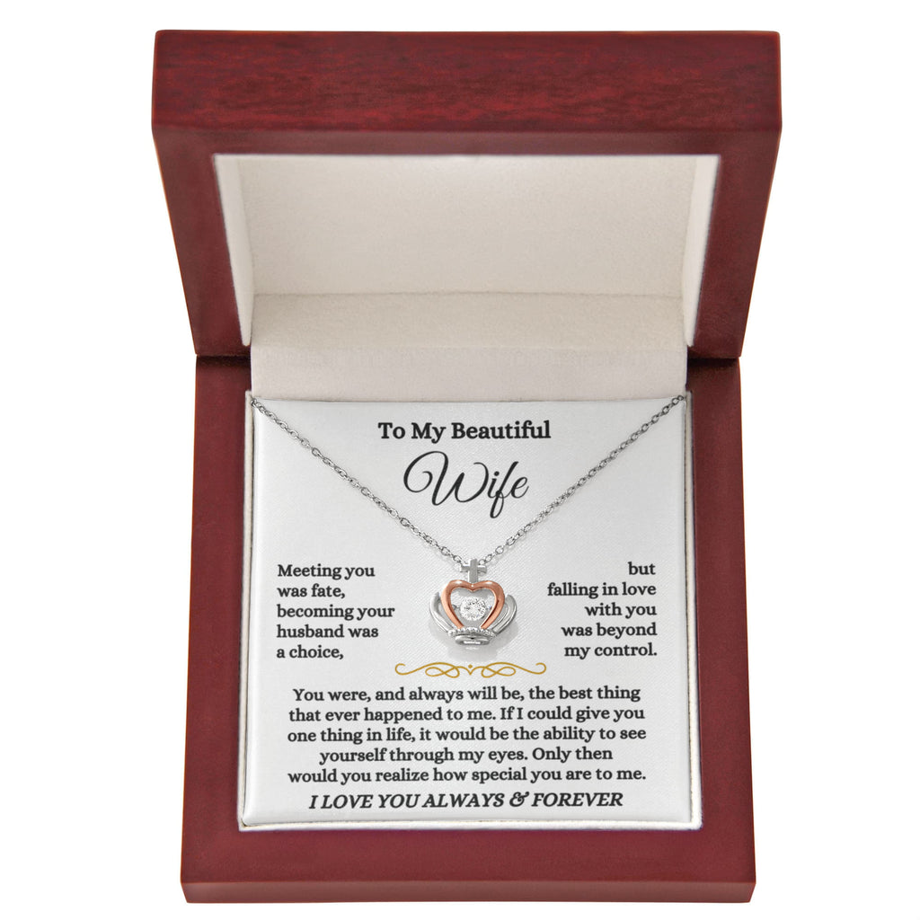 To My Wife Necklace - Meaningful Gift from Husband for Valentine’s Day - Crown Pendant Necklace