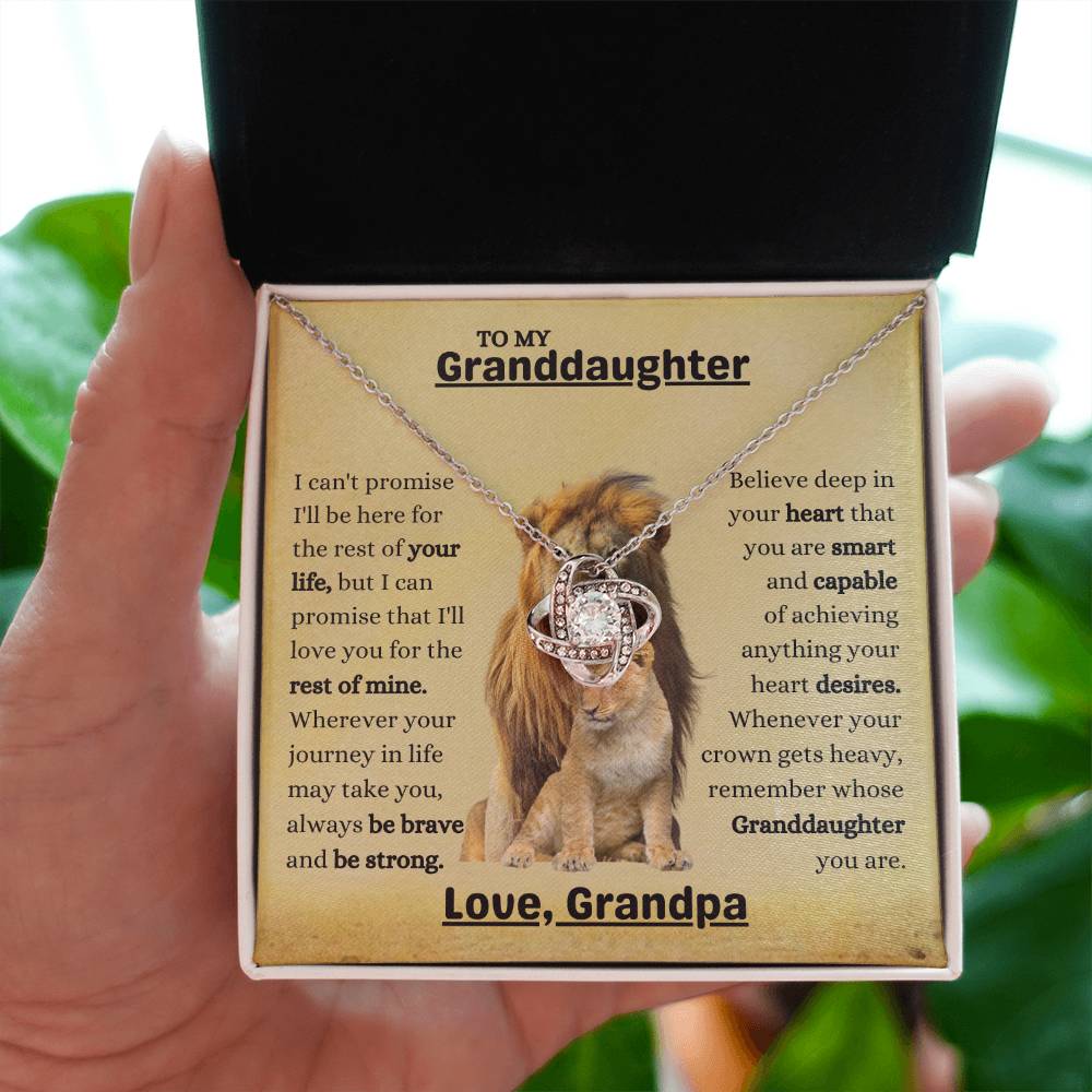To My Granddaughter Necklace – Gift for Granddaughter’s Birthday and Graduation from Grandpa – Love Knot Necklace