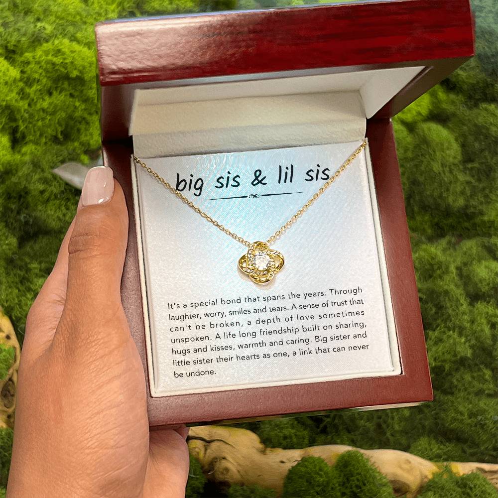 Big Sister & Little Sister Necklace - It's a special bond that spans the years - Gift for Sister - Love Knot Necklace