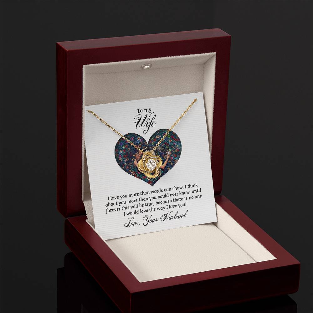 To My Wife Necklace - Special Love Jewelry for Wife from Husband for Birthday, Anniversary & Valentine’s Day - Love Knot Necklace