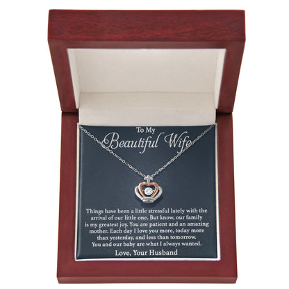 To My Beautiful Wife Necklace - Jewelry for Wife from Husband for Valentine’s Day, Christmas & Any Special Occasion - Crown Pendant Necklace