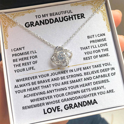 To My Granddaughter Necklace – Grandma Valentine Birthday Jewelry for Granddaughter – Love Knot Necklace