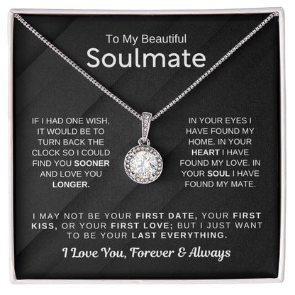 To My Beautiful Soulmate Necklace - Soulmate Gift for Her for Christmas & Everyday Love - Eternal Hope Necklace