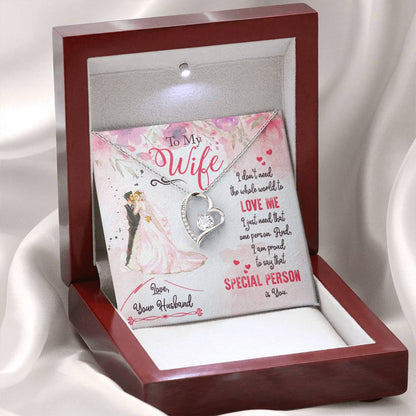 To My Beautiful Wife Necklace - Romantic Wife Gift for Christmas, Valentine’s Day & Anniversary Love Surprises - Forever Love Necklace