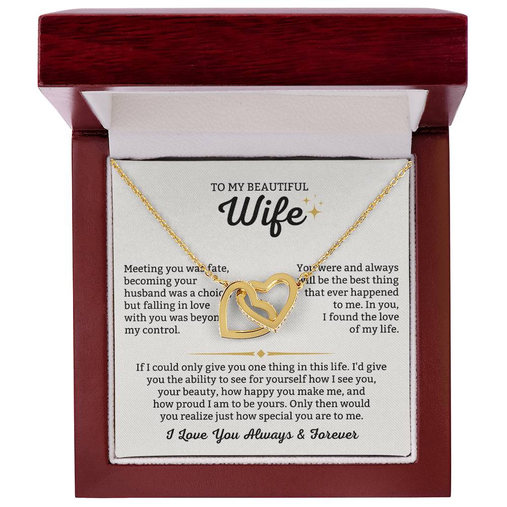 To My Wife Necklace - Perfect Gift from Husband for Birthday, Christmas & Valentine’s Day - Interlocking Hearts Necklace