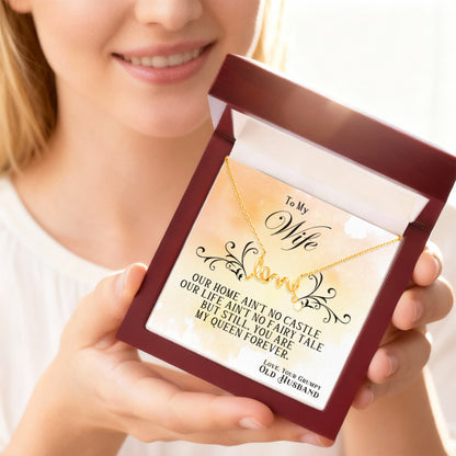 To My Beautiful Wife Necklace - Romantic Gift For Wives - Perfect For Anniversaries, Birthdays Or Special Occasions - Gifts For Her - Scripted Love Necklace