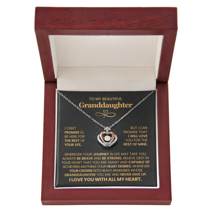 To My Granddaughter Necklace – Granddaughter Birthday & Graduation Jewelry Surprise – Crown Pendant Necklace