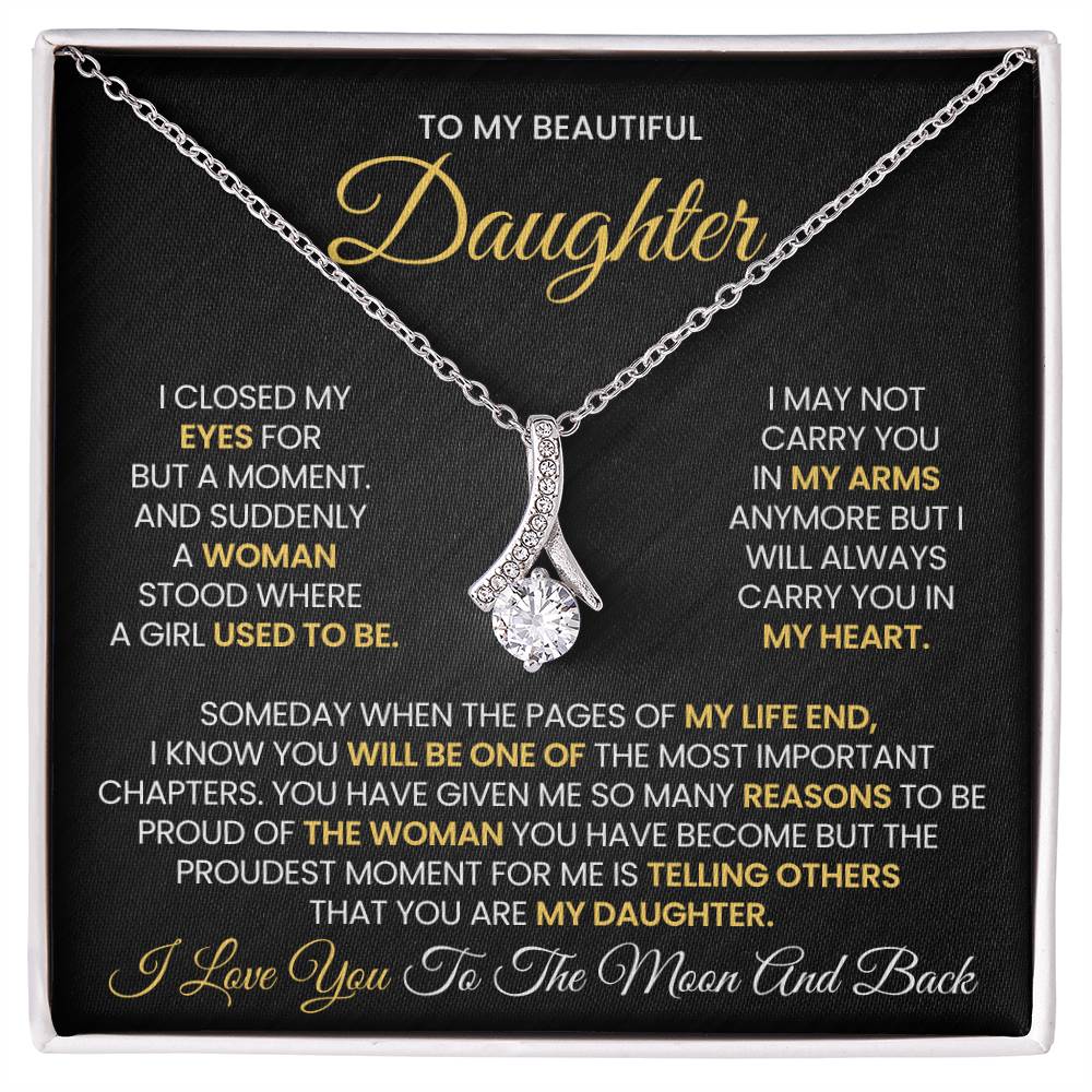 To My Daughter Necklace - I love you to the moon and back - Alluring Beauty Necklace Gift for Daughter