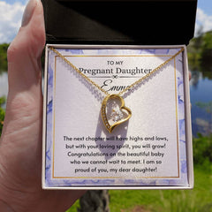 Elegant Necklace For Expecting Mom, Heart Shaped Jewelry, Pregnancy Gift, To My Pregnant Daughter