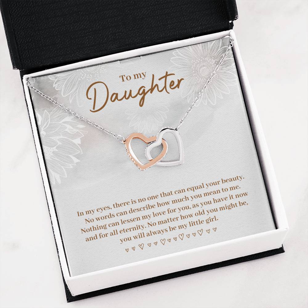 To My Daughter Necklace – Daughter Christmas Graduation Jewelry Gift – Interlocking Hearts Necklace