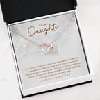 To My Daughter Necklace – Daughter Christmas Graduation Jewelry Gift – Interlocking Hearts Necklace