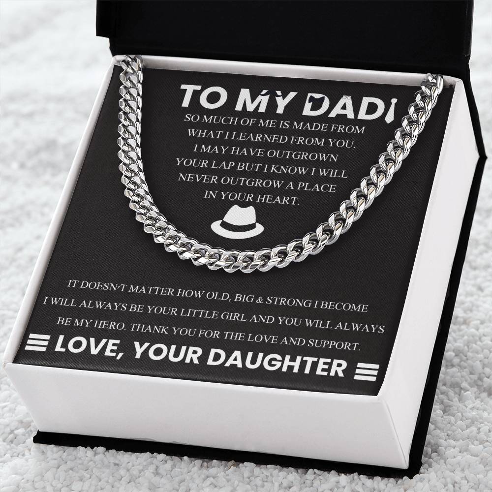 Gift for Dad from Daughter - Place in your heart - Cuban Link Chain