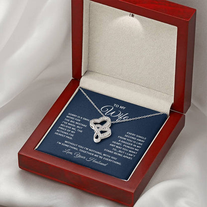To My Wife Necklace - Perfect Romantic Surprise from Husband for Anniversary, Birthday & Valentine’s Day - Heart-to-heart Pendant Necklace