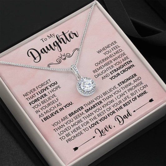 To My Daughter Necklace – Perfect Daughter Gift for Graduation & Birthday from Dad – Eternal Hope Necklace