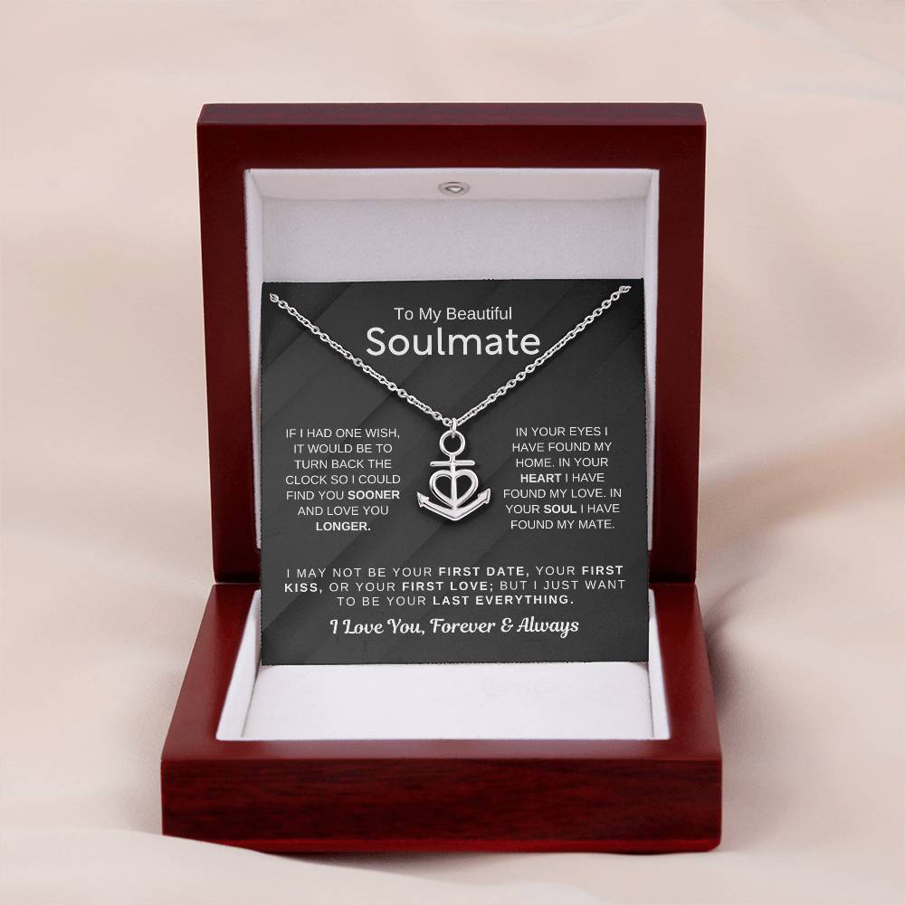 To My Beautiful Soulmate Necklace - Romantic Necklace for Surprising The Soulmate in Your Life - Anchor Pendant Necklace