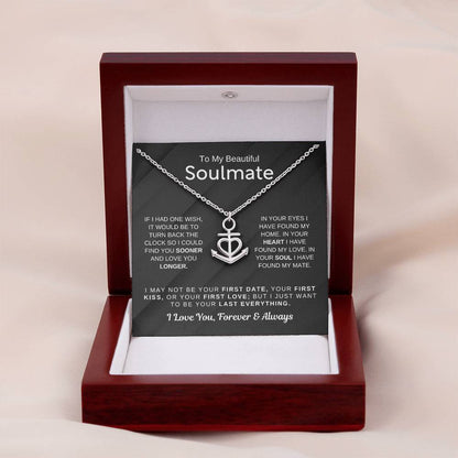 To My Beautiful Soulmate Necklace - Romantic Necklace for Surprising The Soulmate in Your Life - Anchor Pendant Necklace