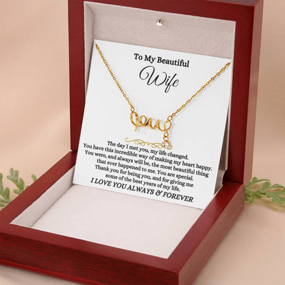 To My Wife Necklace - Loving Jewelry from Husband for Birthday, Valentine’s Day & Holidays - Scripted Love Necklace