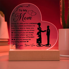 Heart Acrylic Plaque for Mom, Loving Gifts for Mother, Sentimental Keepsake, To My Mom