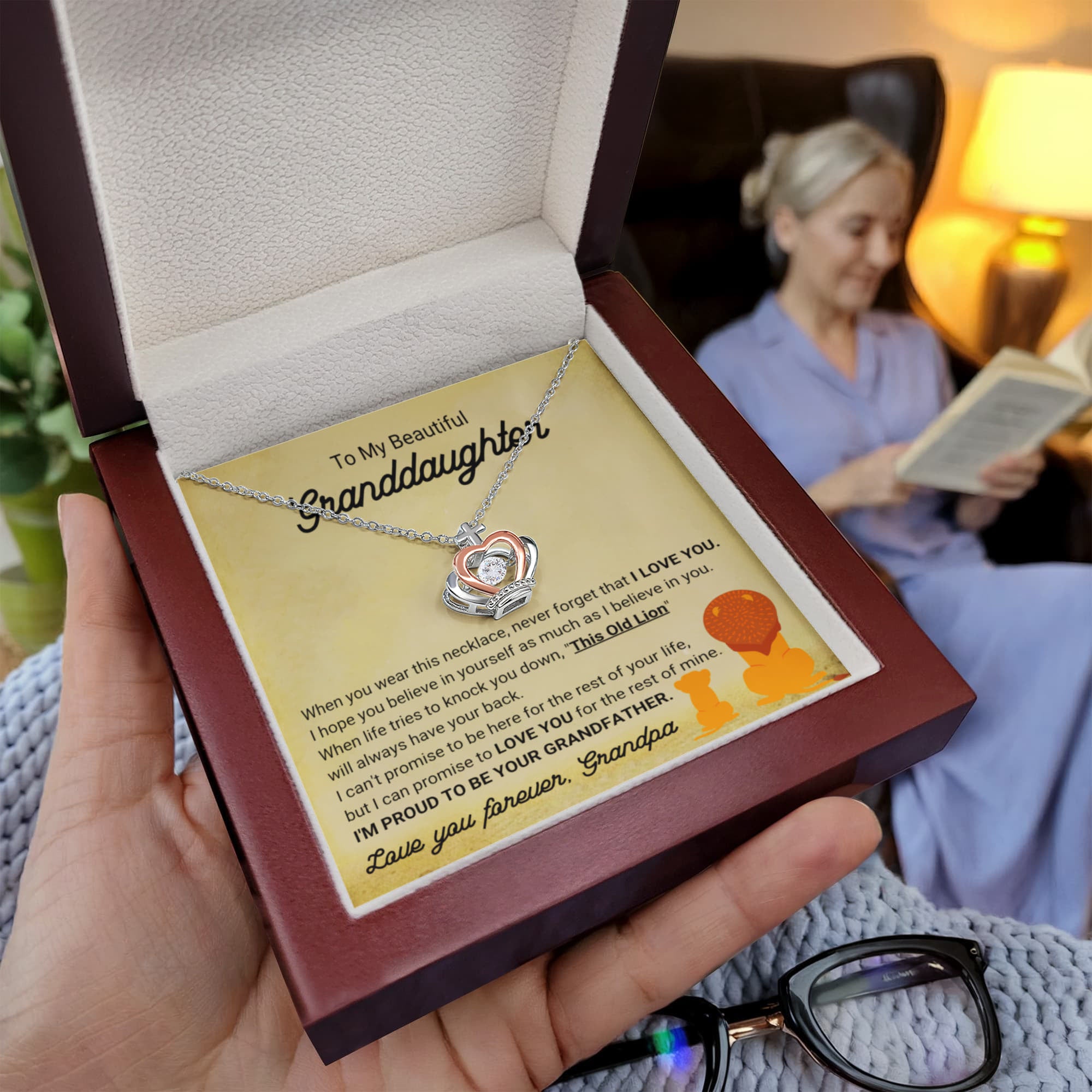 To My Granddaughter Necklace – Gift for Granddaughter’s Birthday and Graduation from Grandpa – Crown Pendant Necklace