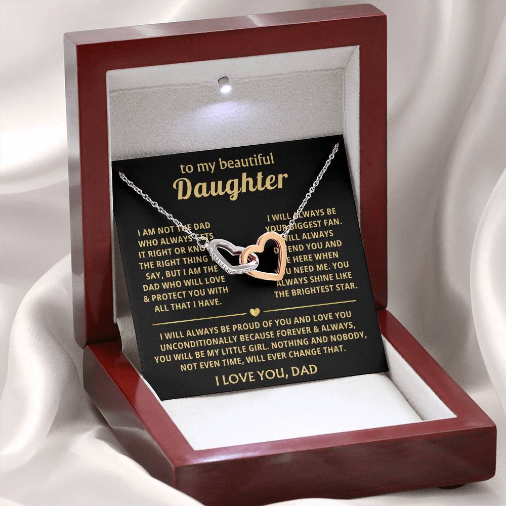 To My Daughter Necklace - Holiday Gift for Daughter from Dad - Interlocking Hearts Necklace
