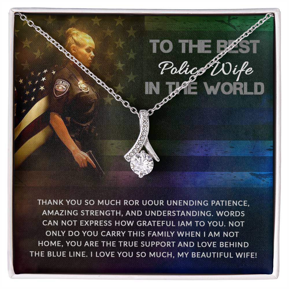 To My Police Wife Necklace - Husband to Wife Jewelry for Romantic Valentine’s Day, Birthday & Anniversary Gifts - Alluring Beauty Necklace