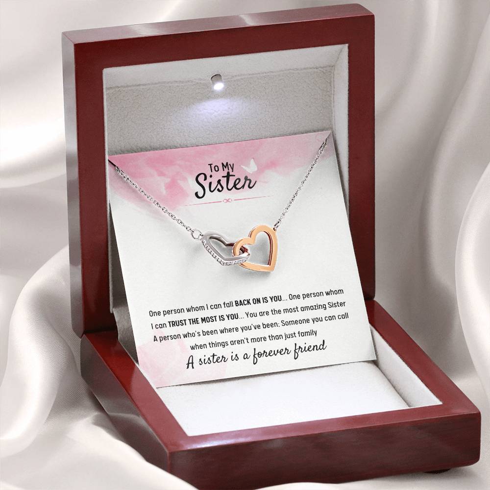 To My Sister - Gift for Sister - A sister is a forever friend - Interlocking Hearts Necklace