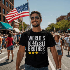 World’s Okayest Brother T-Shirt – Funny 3-Star Graphic Tee