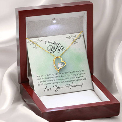 To My Wife Necklace - Romantic Keepsake Jewelry Gift from Husband for Special Days & Valentine’s Love - Forever Love Necklace