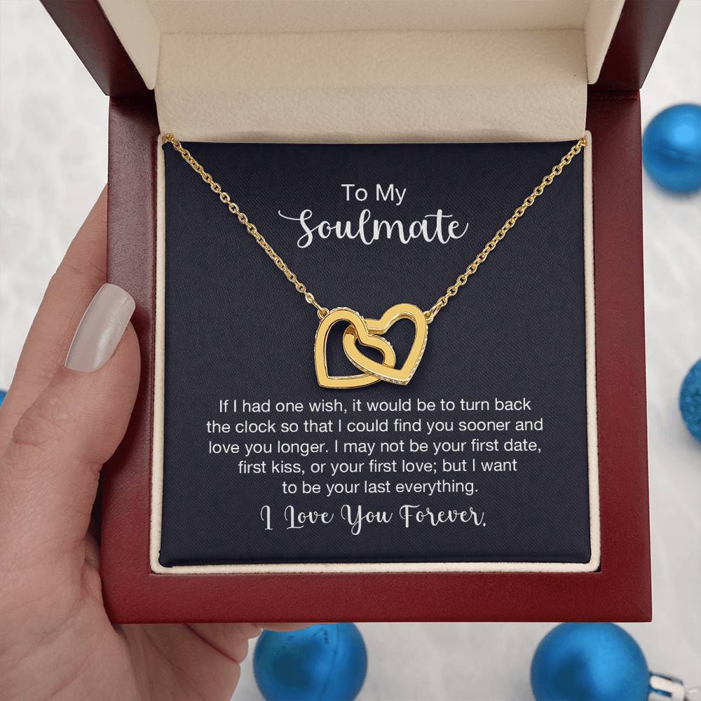 To My Soulmate Necklace - Long Distance Relationship Soulmate Gift for Romantic Occasions - Interlocking Hearts Necklace