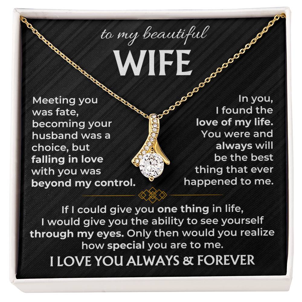 To My Beautiful Wife Necklace - Touching Romantic Gift for Wife from Husband for Christmas, Anniversary & Valentine’s Day - Alluring Beauty Necklace