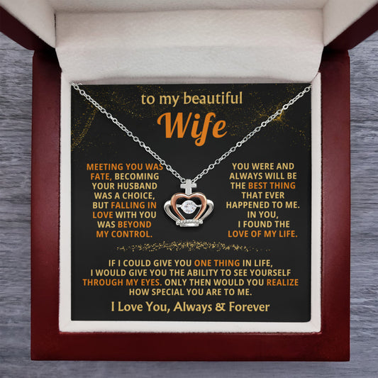 To My Wife Necklace - Beautiful Wife Gift from Husband for Birthday, Anniversary & Valentine’s Day - Crown Pendant Necklace