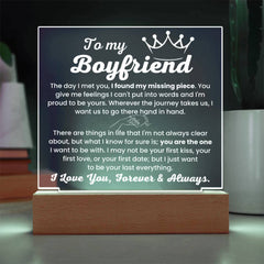 Custom Acrylic Square Plaque, Long Distance Relationship Gift For Him, To My Boyfriend