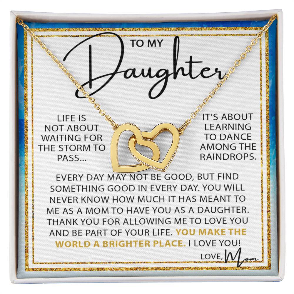 To My Daughter Necklace – Mother to Daughter Birthday Graduation Present – Interlocking Hearts Necklace
