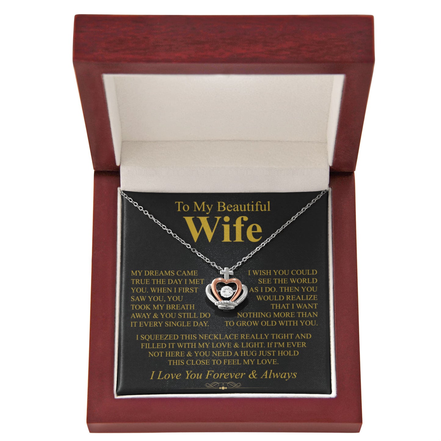 To My Wife Necklace - Thoughtful Gift from Husband to Wife - Crown Pendant Necklace