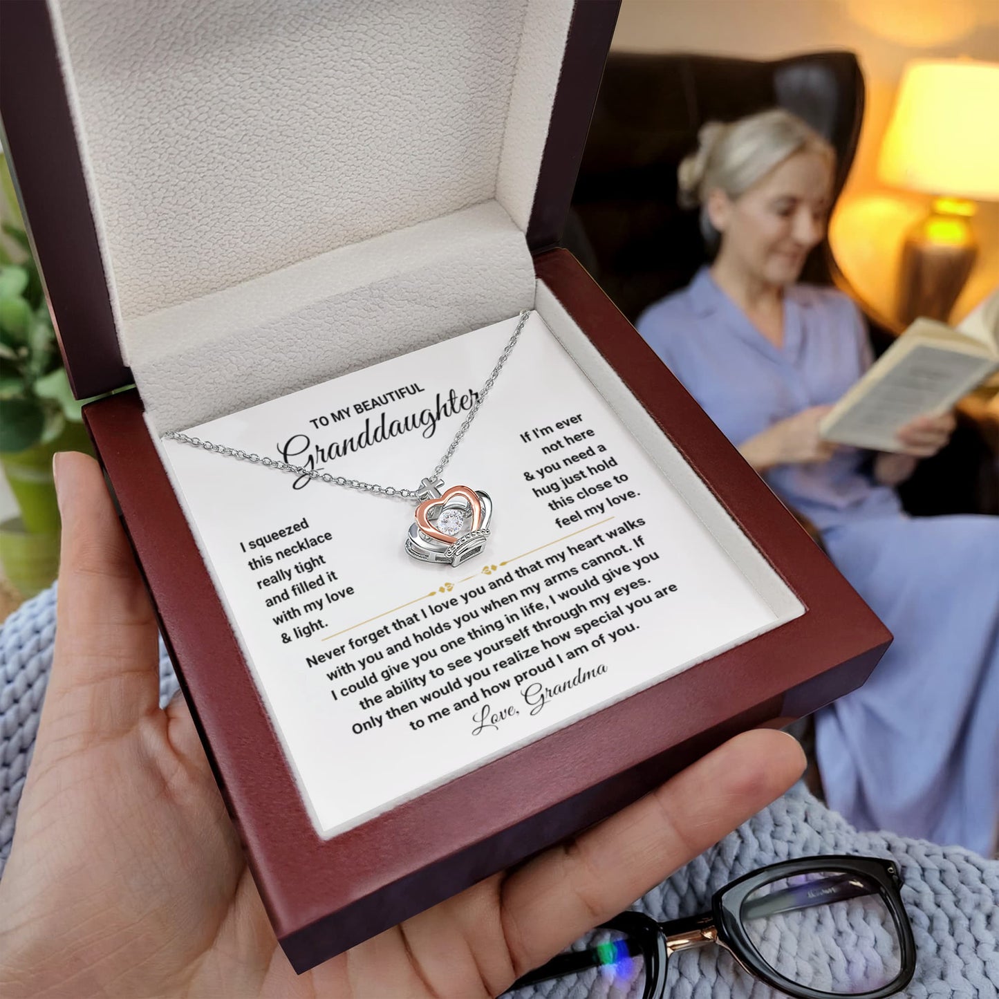 To My Granddaughter Necklace – Christmas Birthday Gift for Granddaughter from Grandma – Crown Pendant Necklace